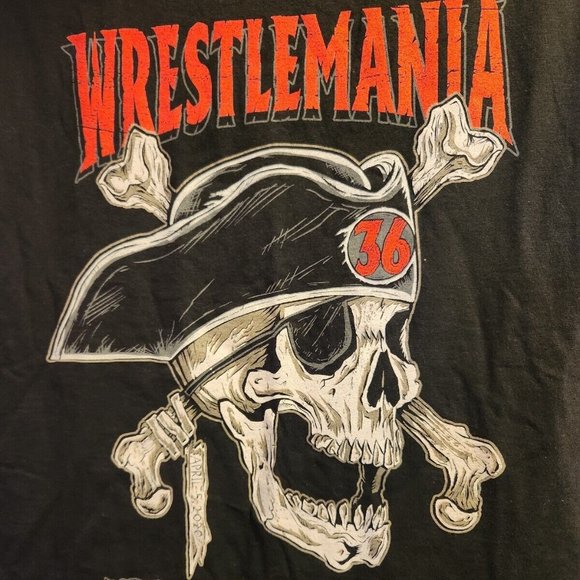 WWE Wrestlemania 36 Adventure Awaits Pirate Skull T-Shirt Small S April 5, 2020 - Picture 2 of 6